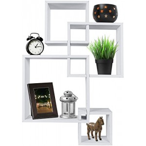 Greenco Decorative 4 Cube Intersecting Wall Mounted Floating Shelves- White Finish   568095006